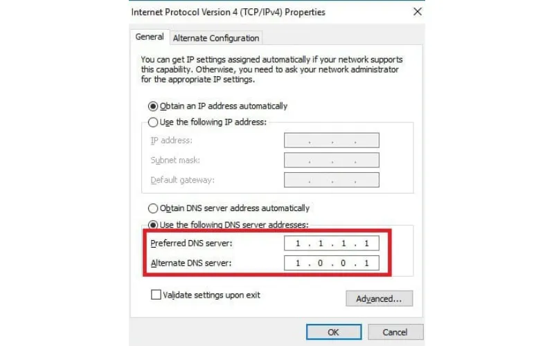  Instructions for changing DNS 1.1.1.1 on Windows PC